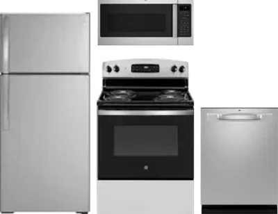 4 Piece Package Includes Refrigerator, Range, Microwave And Dishwasher