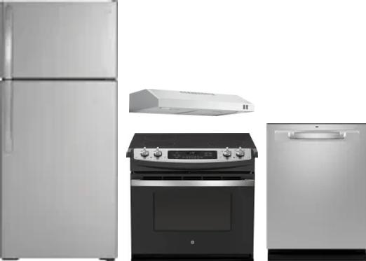 4 Piece Package Includes Refrigerator, Range, Hood And Dishwasher