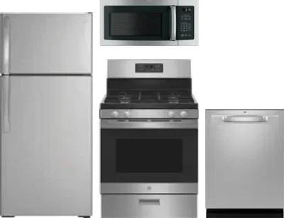 4 Piece Package Includes Refrigerator, Range, Microwave And Dishwasher