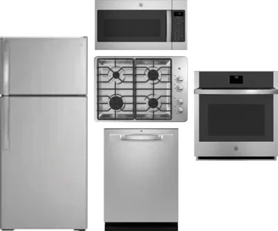 5 Piece Package Includes Refrigerator, Cooktop, Wall Oven, Microwave And Dishwasher