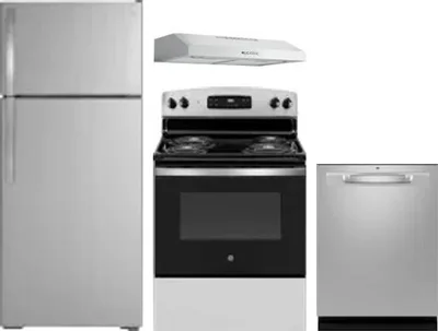 4 Piece Package Includes Refrigerator, Range, Hood And Dishwasher