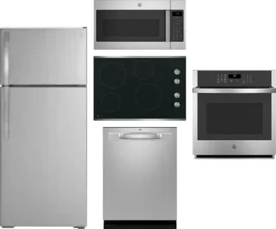 5 Piece Package Includes Refrigerator, Cooktop, Wall Oven, Microwave And Dishwasher