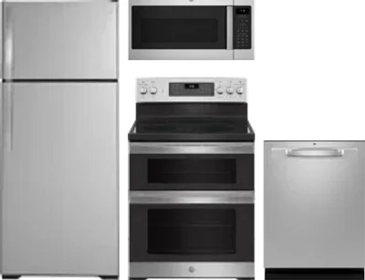 4 Piece Package Includes Refrigerator, Range, Microwave And Dishwasher