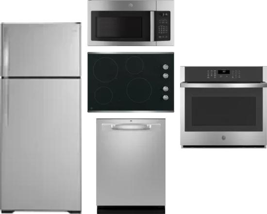 5 Piece Package Includes Refrigerator, Cooktop, Wall Oven, Microwave And Dishwasher