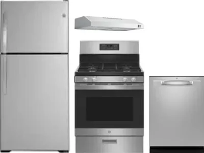 4 Piece Package Includes Refrigerator, Range, Hood And Dishwasher
