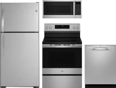 4 Piece Package Includes Refrigerator, Range, Microwave And Dishwasher