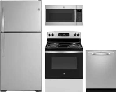 4 Piece Package Includes Refrigerator, Range, Microwave And Dishwasher