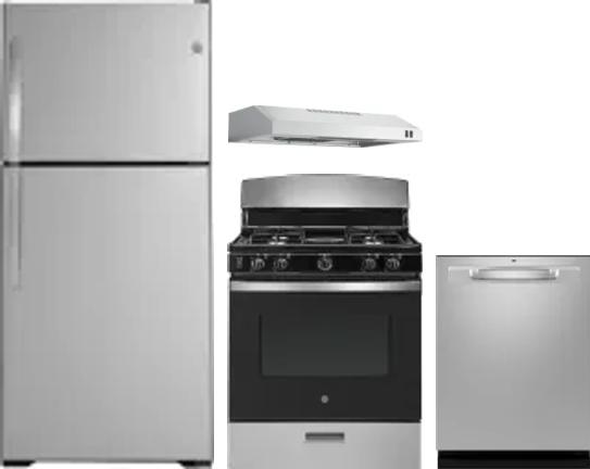 4 Piece Package Includes Refrigerator, Range, Hood And Dishwasher