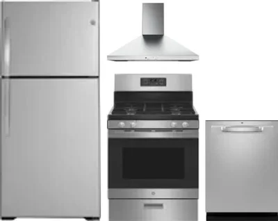4 Piece Package Includes Refrigerator, Range, Hood And Dishwasher