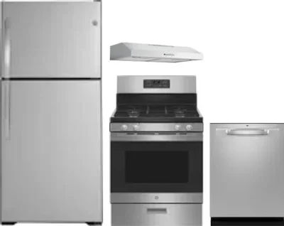4 Piece Package Includes Refrigerator, Range, Hood And Dishwasher