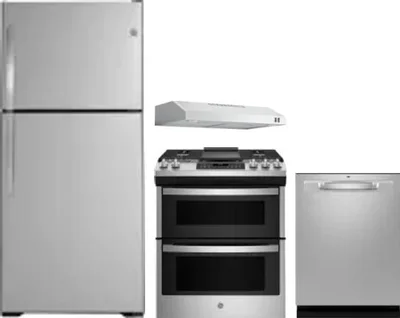 4 Piece Package Includes Refrigerator, Range, Hood And Dishwasher
