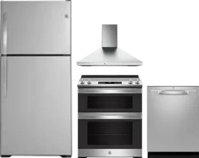 4 Piece Package Includes Refrigerator, Range, Hood And Dishwasher