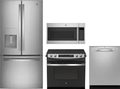 4 Piece Package Includes Refrigerator, Range, Microwave And Dishwasher