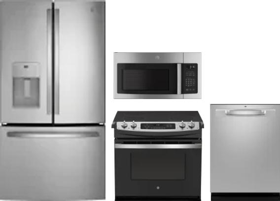 4 Piece Package Includes Refrigerator, Range, Microwave And Dishwasher