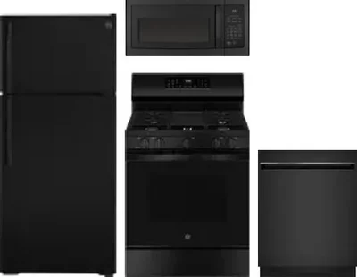 4 Piece Package Includes Refrigerator, Range, Microwave And Dishwasher