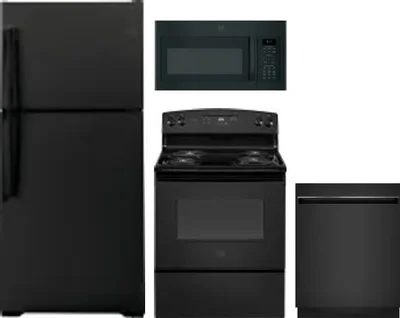 4 Piece Package Includes Refrigerator, Range, Microwave And Dishwasher