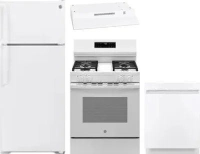 4 Piece Package Includes Refrigerator, Range, Hood And Dishwasher