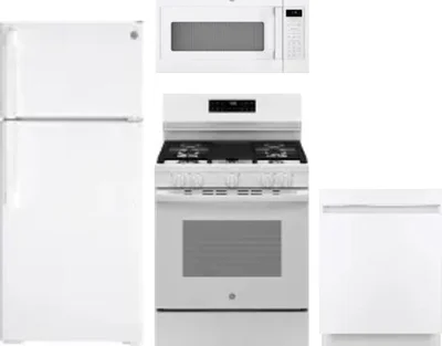 4 Piece Package Includes Refrigerator, Range, Microwave And Dishwasher