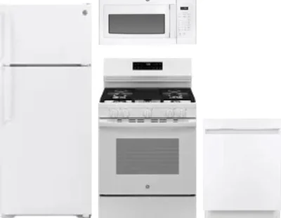 4 Piece Package Includes Refrigerator, Range, Microwave And Dishwasher