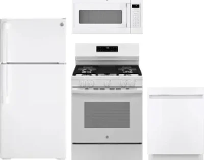 4 Piece Package Includes Refrigerator, Range, Microwave And Dishwasher
