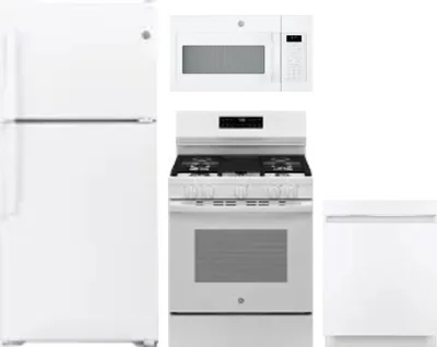 4 Piece Package Includes Refrigerator, Range, Microwave And Dishwasher