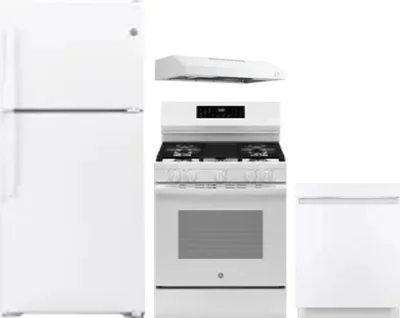 4 Piece Package Includes Refrigerator, Range, Hood And Dishwasher