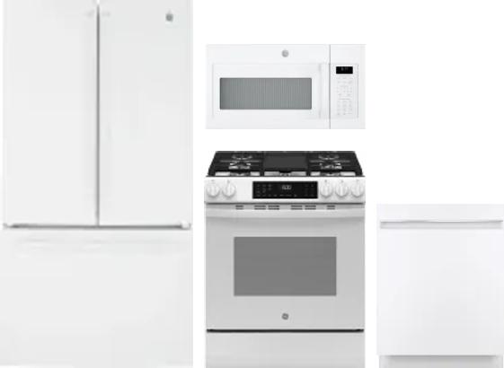 4 Piece Package Includes Refrigerator, Range, Microwave And Dishwasher