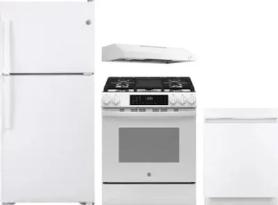 4 Piece Package Includes Refrigerator, Range, Hood And Dishwasher