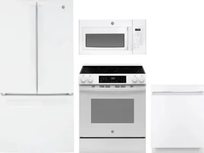 4 Piece Package Includes Refrigerator, Range, Microwave And Dishwasher