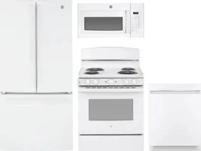 4 Piece Package Includes Refrigerator, Range, Microwave And Dishwasher