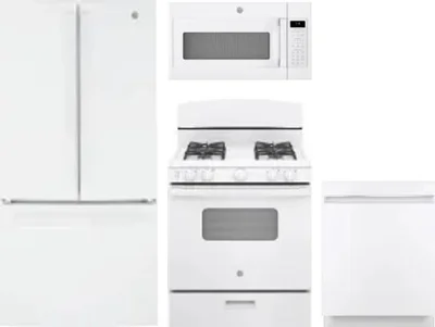 4 Piece Package Includes Refrigerator, Range, Microwave And Dishwasher