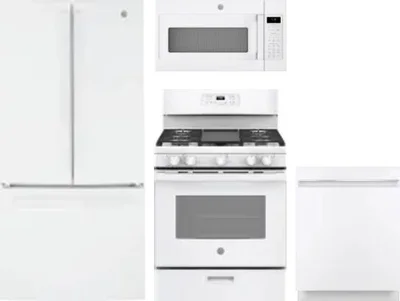 4 Piece Package Includes Refrigerator, Range, Microwave And Dishwasher