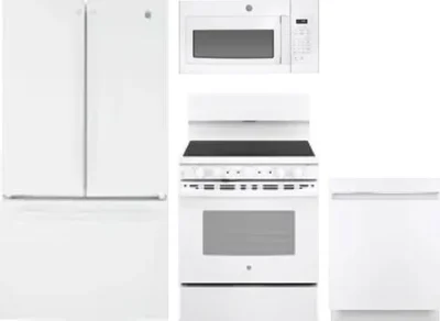 4 Piece Package Includes Refrigerator, Range, Microwave And Dishwasher