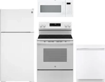 4 Piece Package Includes Refrigerator, Range, Microwave And Dishwasher
