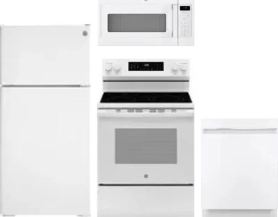 4 Piece Package Includes Refrigerator, Range, Microwave And Dishwasher