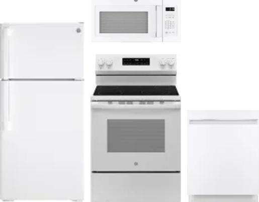 4 Piece Package Includes Refrigerator, Range, Microwave And Dishwasher