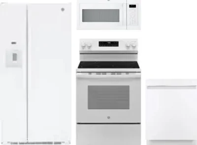 4 Piece Package Includes Refrigerator, Range, Microwave And Dishwasher