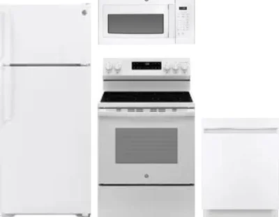 4 Piece Package Includes Refrigerator, Range, Microwave And Dishwasher