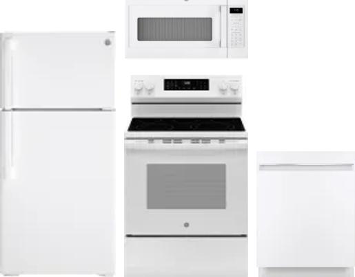 4 Piece Package Includes Refrigerator, Range, Microwave And Dishwasher