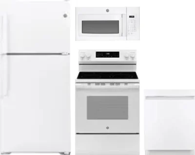 4 Piece Package Includes Refrigerator, Range, Microwave And Dishwasher