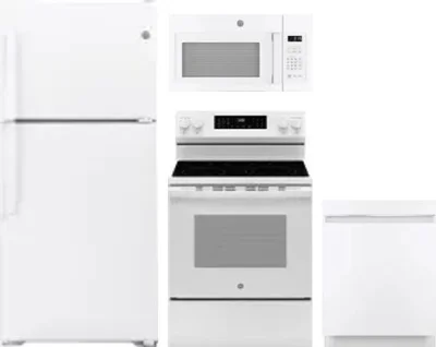 4 Piece Package Includes Refrigerator, Range, Microwave And Dishwasher