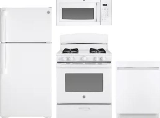 4 Piece Package Includes Refrigerator, Range, Microwave And Dishwasher