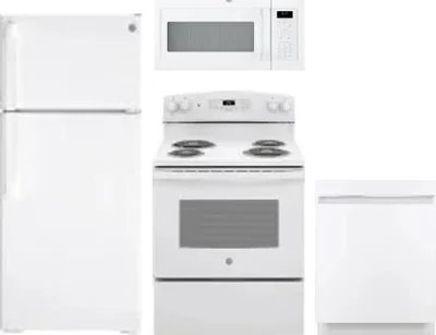 4 Piece Package Includes Refrigerator, Range, Microwave And Dishwasher