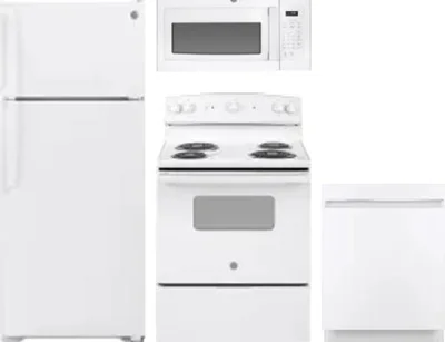 4 Piece Package Includes Refrigerator, Range, Microwave And Dishwasher
