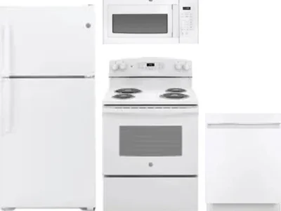 4 Piece Package Includes Refrigerator, Range, Microwave And Dishwasher
