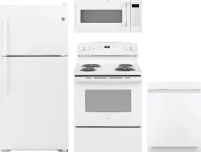 4 Piece Package Includes Refrigerator, Range, Microwave And Dishwasher