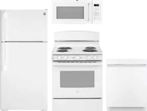 4 Piece Package Includes Refrigerator, Range, Microwave And Dishwasher