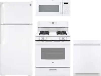 4 Piece Package Includes Refrigerator, Range, Microwave And Dishwasher