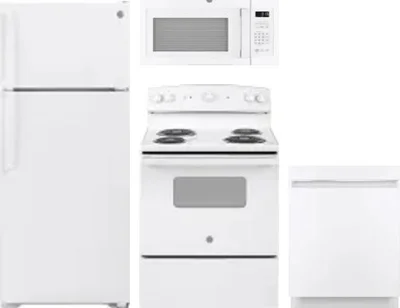 4 Piece Package Includes Refrigerator, Range, Microwave And Dishwasher