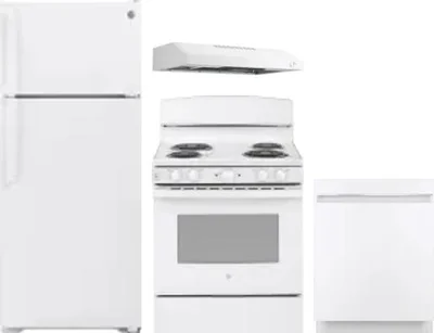 4 Piece Package Includes Refrigerator, Range, Hood And Dishwasher